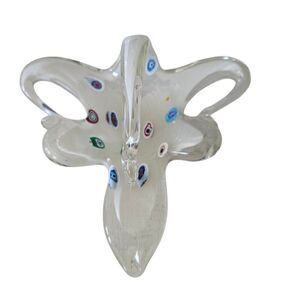 Murano Style Millefiori Glass Swan Basket Trinket Dish Hand Blown
